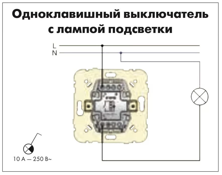 Подключение выключателя одноклавишного схема фото Картинки КАК ПОДКЛЮЧИТЬ ПОДСВЕТКУ С ВЫКЛЮЧАТЕЛЯ СВЕТА