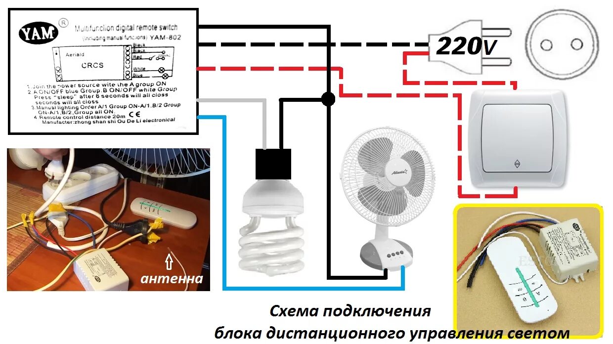 Подключение выключателя с дистанционным управлением Скачать картинку КАК ПОДКЛЮЧИТЬ ДИСТАНЦИОННЫЙ ПУЛЬТ № 19