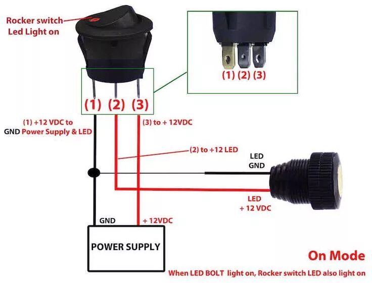 Подключение выключателя с подсветкой 12в Buy 12v LED Round Rocker Switch Remotes & Switches Basic electrical wiring, Diy 