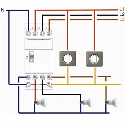 Подключение выключателя света через контактор Мастер выключатель. Для чего применяют? Схема подключения. ЭлектроПроект Дзен