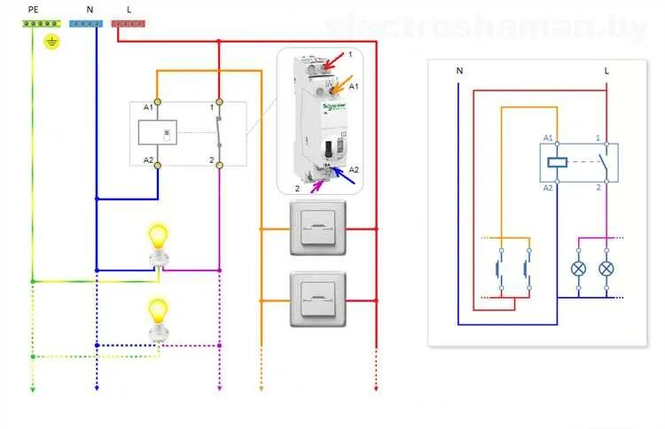 Подключение выключателя света через контактор Импульсные реле: методы подключения, особенности и преимущества