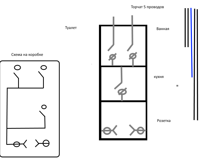 Подключение выключателя туалет ванна кухня Ответы Mail.ru: Подключение тройного блока выключателей с розеткой.