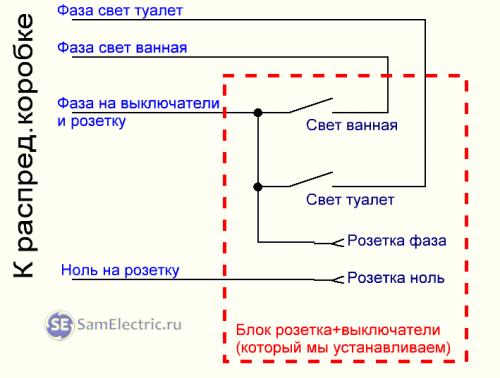 Подключение выключателя туалет ванна кухня Как я менял выключатель с розеткой СамЭлектрик.ру Дзен