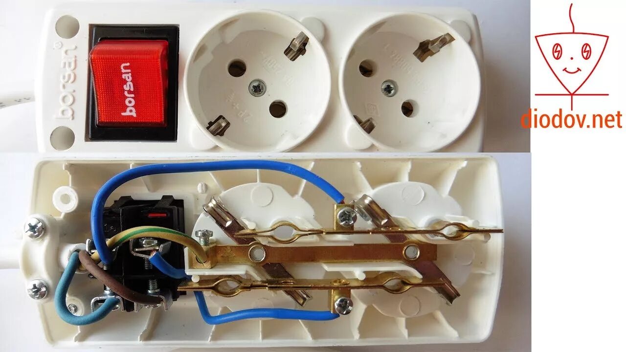 Подключение выключателя удлинителя Правильный удлинитель своими руками - YouTube