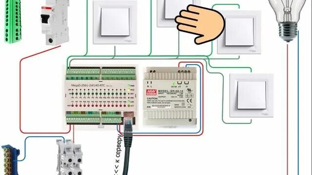 Подключение выключателя умный дом Схема проводки для "умного дома". Проходные выключатели - смотреть видео онлайн 