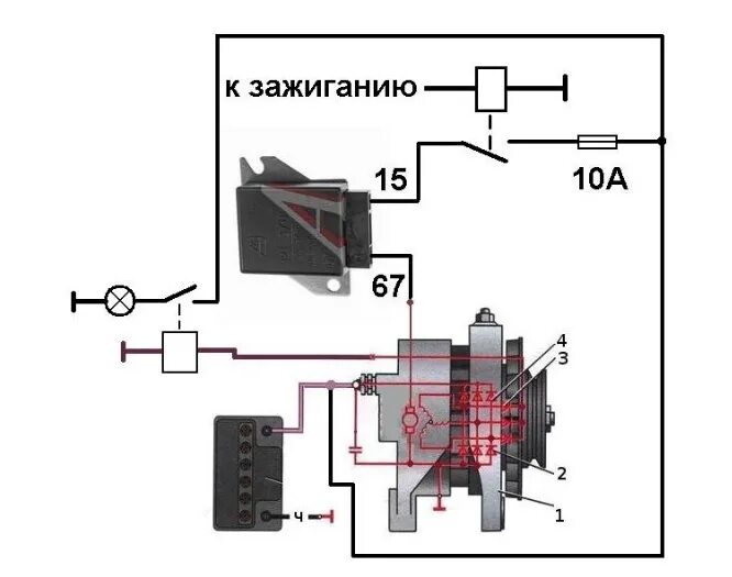 Подключение выносного реле регулятора Схема реле зарядки 2106