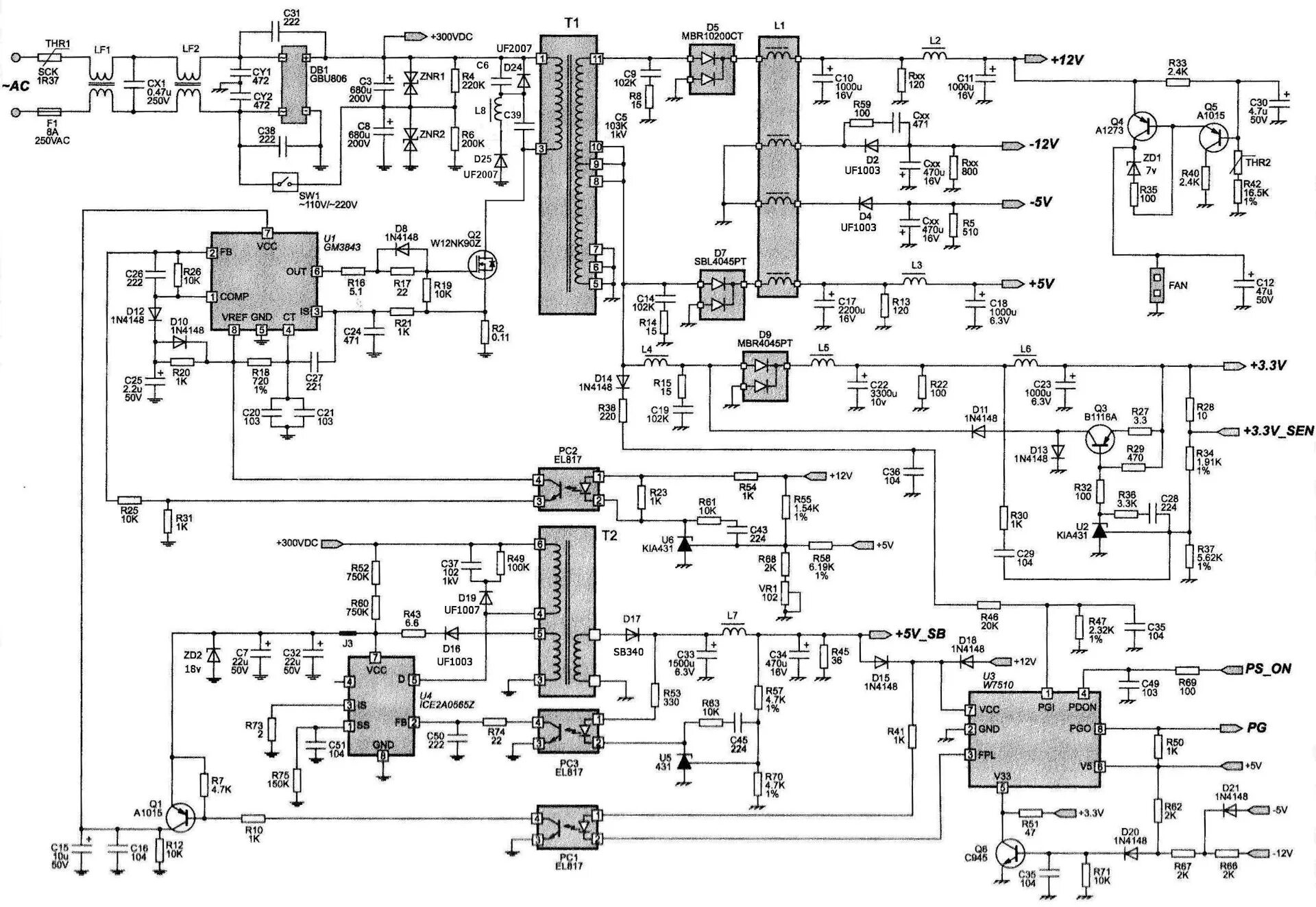 Подключение высоковольтного блока ricoh схема Регулируемый БП на UC3843 из ATX - DRIVE2