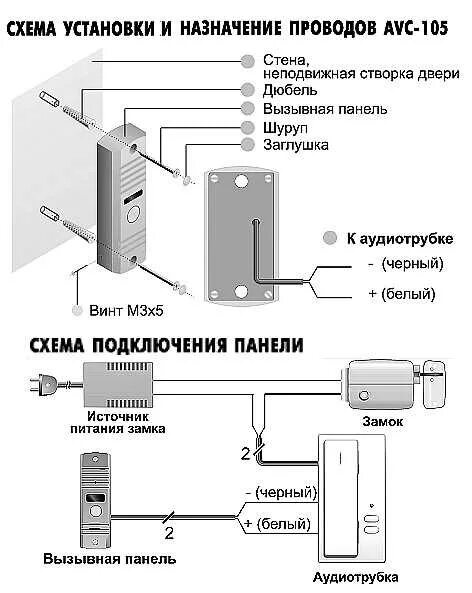 Подключение вызывной панели activision AVC-105 - вызывной блок аудиодомофона