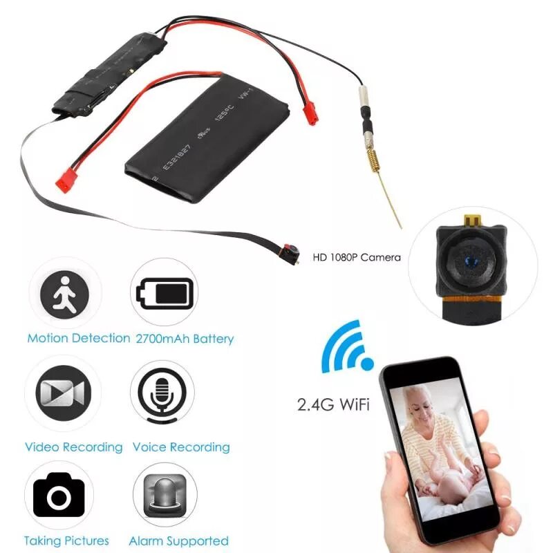 Подключение wi fi мини камеры Mini WiFi Camera P2P Micro Camera HD 1080P DIY Module IP Sound Recording Motion 