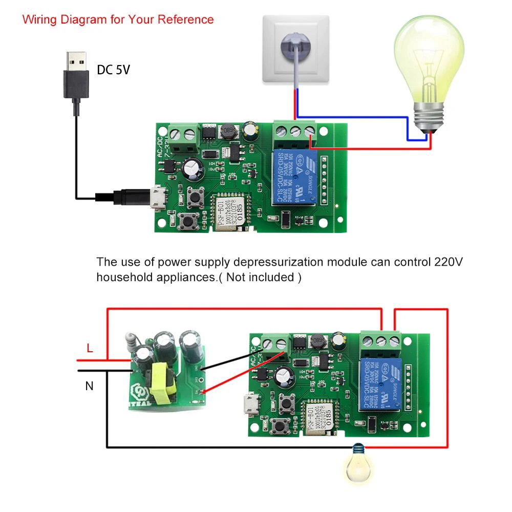 Подключение wifi реле eWeLink умный дом Wi-Fi беспроводной модуль переключателя 1CH DC 5V 12 V 24 V 32