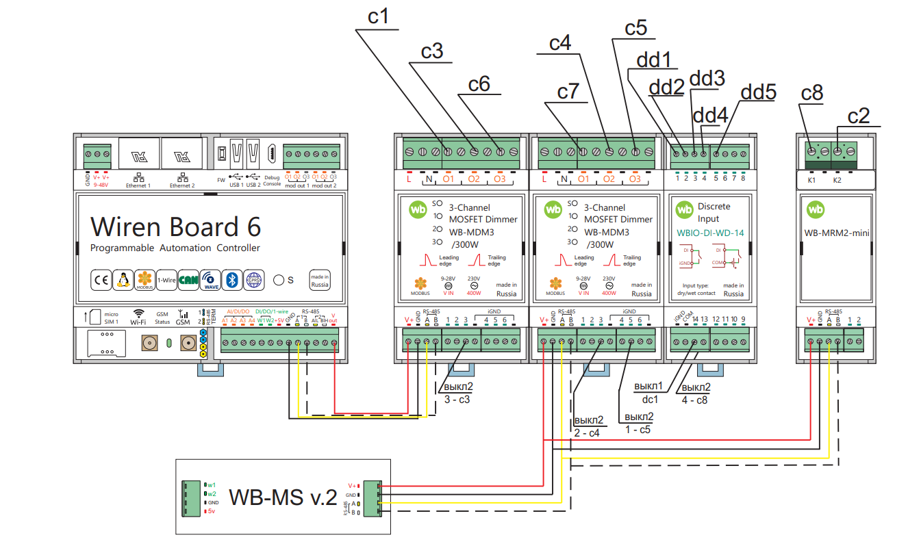 Подключение wiren board к 3 м фазам Схема для освещения - Умный дом - Wiren Board Support