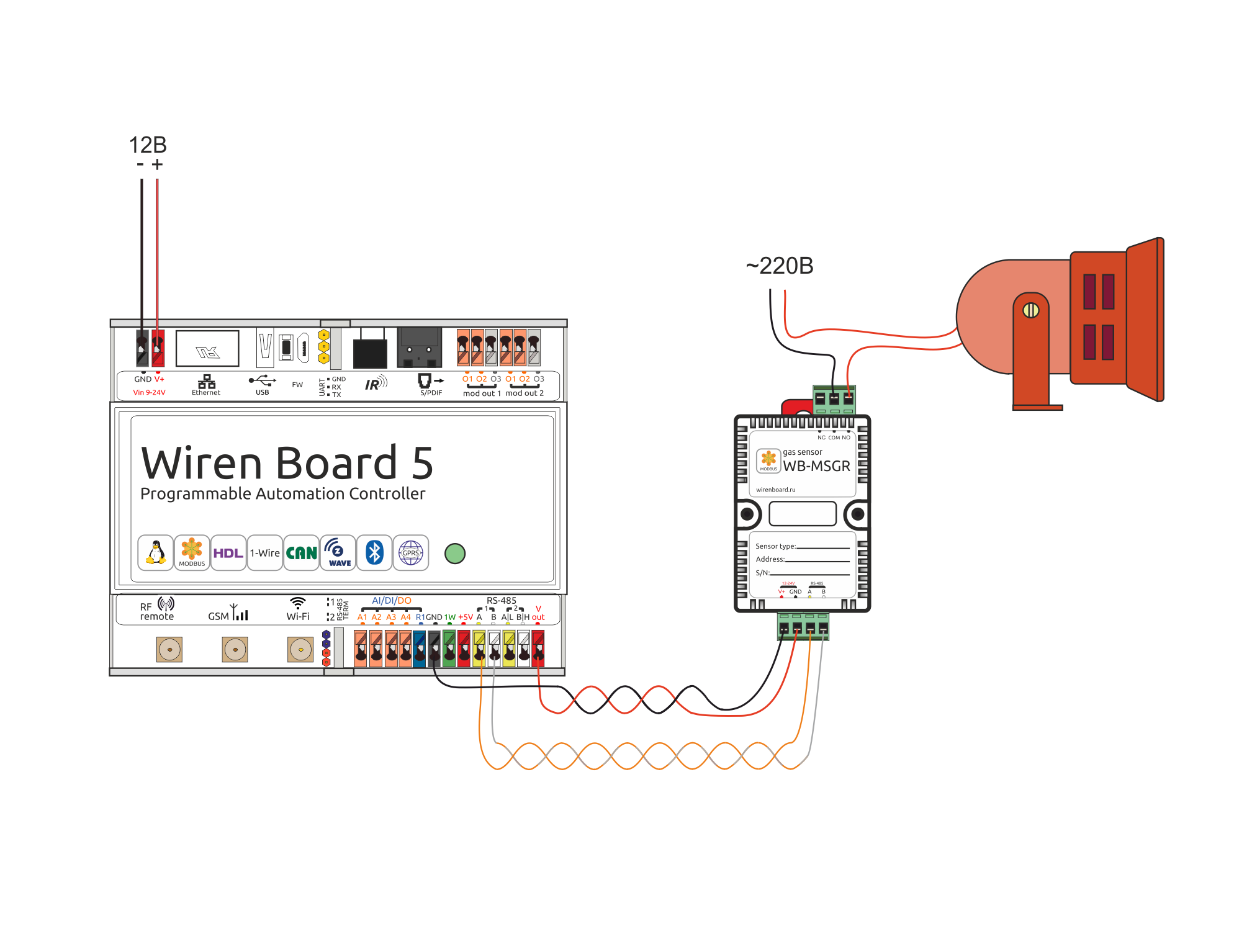 Подключение wiren board к 3 м фазам Файл:Installation WB5 +wb-msgr+syren.png - Wiren Board