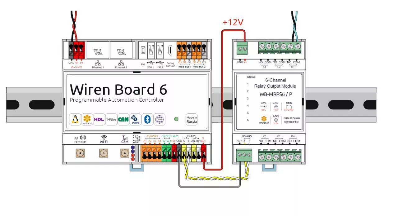 Подключение wiren board к 3 м фазам Модуль Modbus-реле WB-MRPS6 - Wiren Board