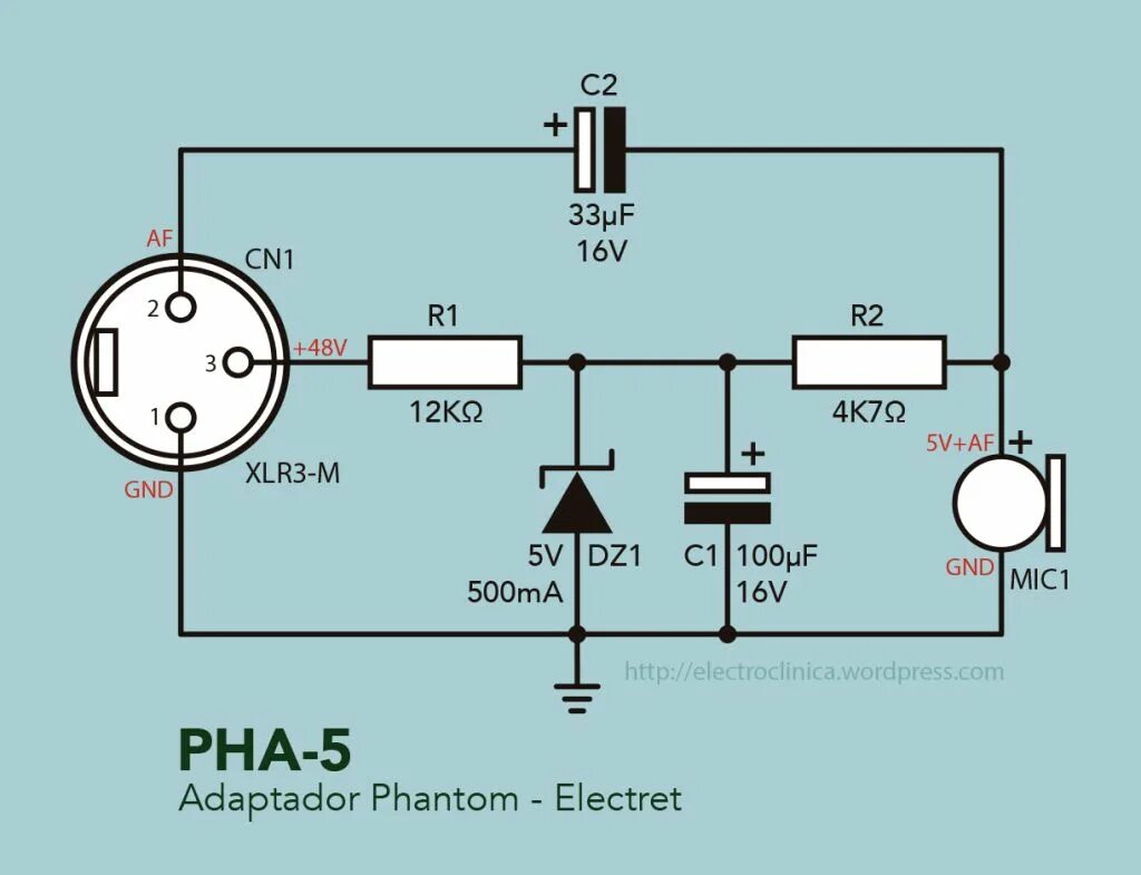 Подключение xlr микрофона к компьютеру Fabricación de un adaptador Phantom para micros de condensador a 5V (DIY) Esquem