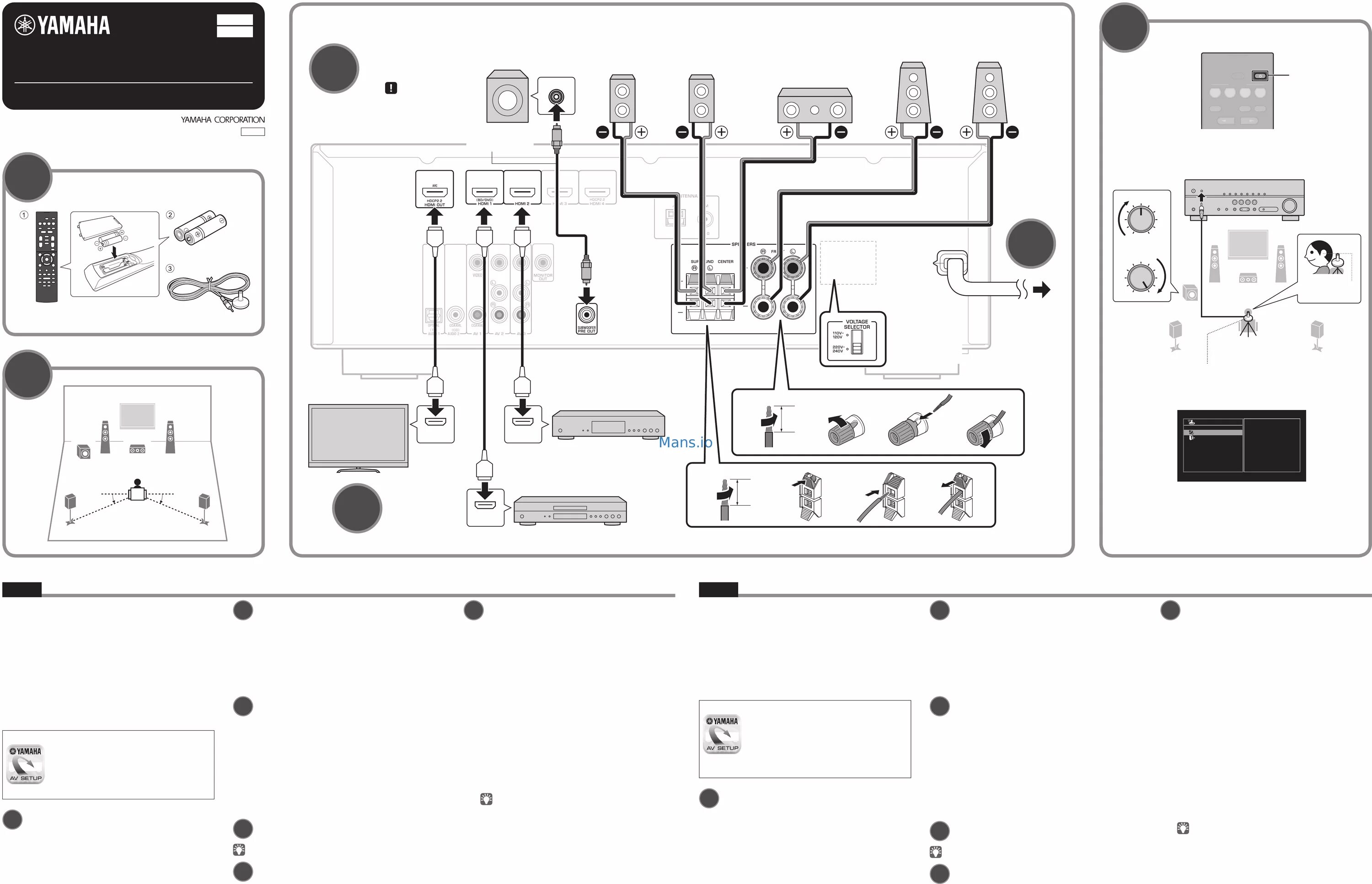 Подключение yamaha к телевизору Yamaha RX-V379 Easy Setup Guide online