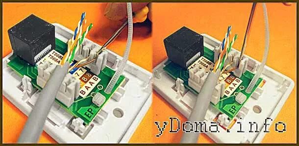 Подключение ютп розетки Как к розетке RJ-45 подключить кабель витая пара по цветам