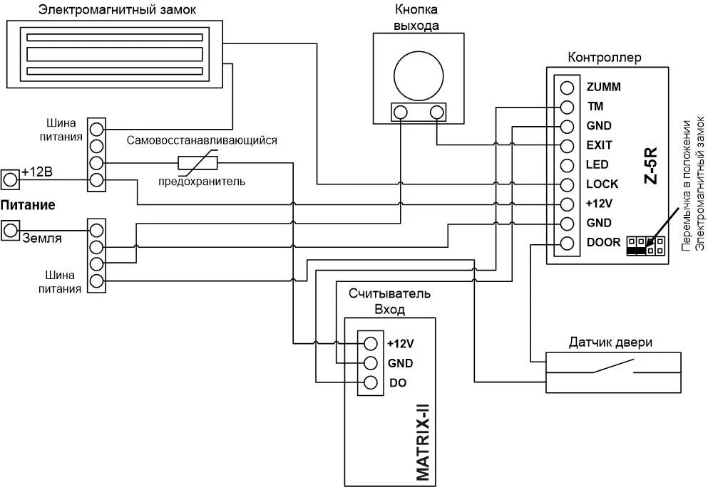 Подключение z5r к электромагнитному замку и считывателю Типовые решения / Обучение