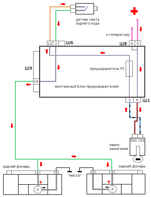 Подключение заднего хода Ответы Mail.ru: Вопрос по схеме включения фонарей заднего хода