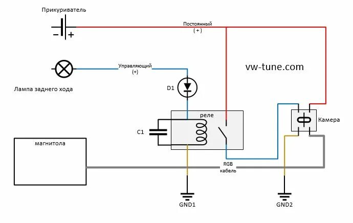 Подключение заднего хода через реле схема подсоединения камеры заднего вида к монитору с реле задержки - Яндекс: наш