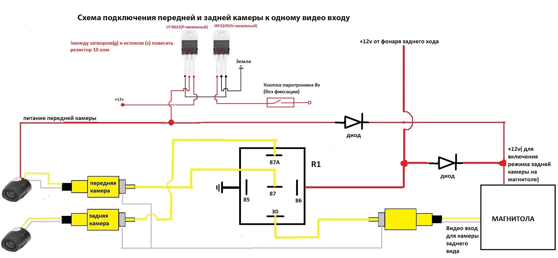 Подключение заднего хода к магнитоле андроид Камера переднего вида, замена и схема подключения. - KIA Optima (3G), 2 л, 2014 