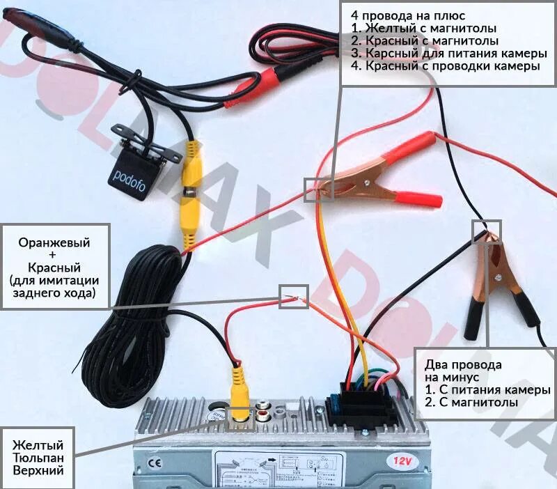 Подключение задней камеры к магнитоле 2 Камера заднего вида: подключение к магнитоле