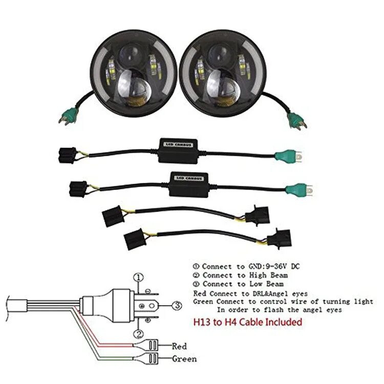 Подключение задних диодных фар нива 7" 45w Car Led Headlight With Halo Ring For Defender Accessories H4 H13 Led Head