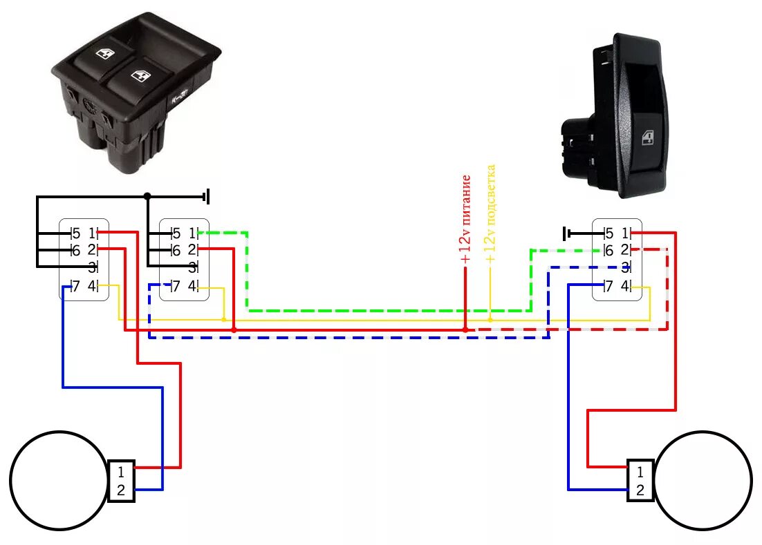Подключение задних эсп 8 ЭСП Форвард (схема на 3 кнопки) и сплошные стекла на ваз 2106 - Lada 21061, 1,