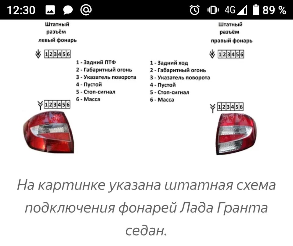 Подключение задних фонарей гранта 10. Двойной задний ход в Лада Гранта (схема) - Lada Гранта (2G) FL, 1,6 л, 2020 