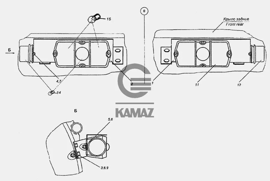 Подключение задних фонарей камаз схема Установка задних фонарей для автомобиля КАМАЗ 6460, 13 дет.