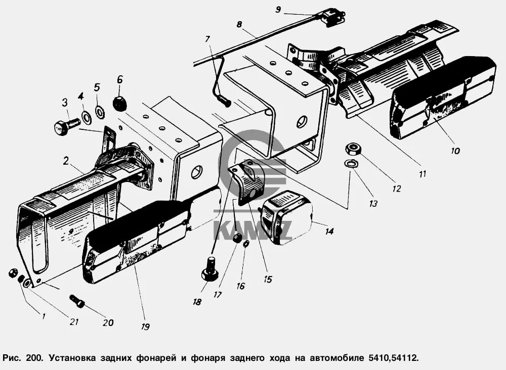Подключение задних фонарей камаз схема Установка задних фонарей и фонаря заднего хода на автомобиле 5410, 54112 для авт