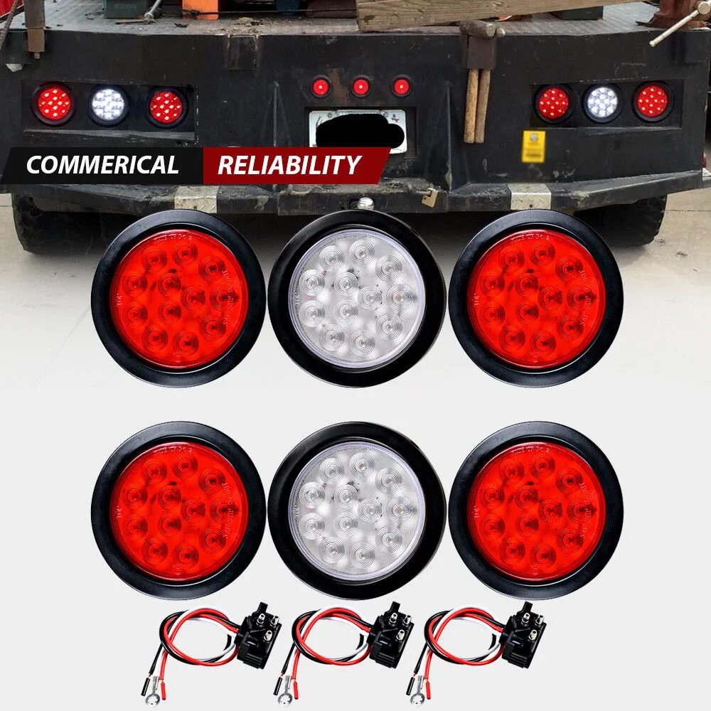 Подключение задних фонарей на американский грузовик 6pcs Set DC12V 4&quot Round 12LED Truck Turn Lights Reverse Backup Trailers Ligh