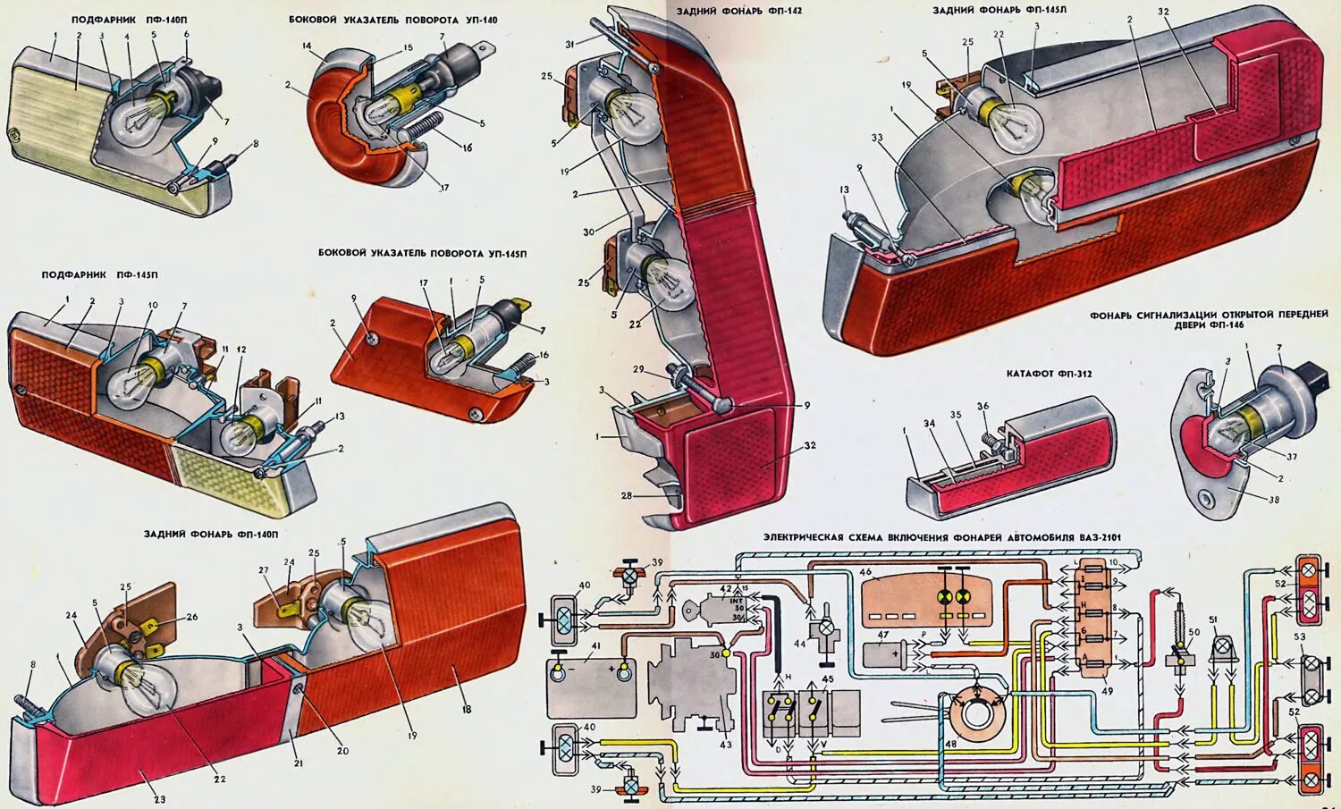 Подключение задних фонарей ваз 2101 Light signaling lamps (VAZ-2101 "Zhiguli" 1970-1983 / General information / Vehi