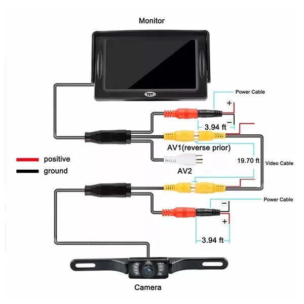 Подключение задних мониторов 4.3Inch TFT LCD Car Rear View Monitor With Backup Camera Waterproof Ni - Electro