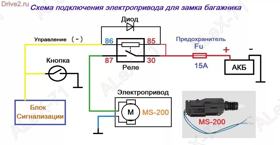 Подключение замка багажника Электропривод багажника Ваз 2114 (без тросов) - Lada 2114, 1,6 л, 2007 года элек