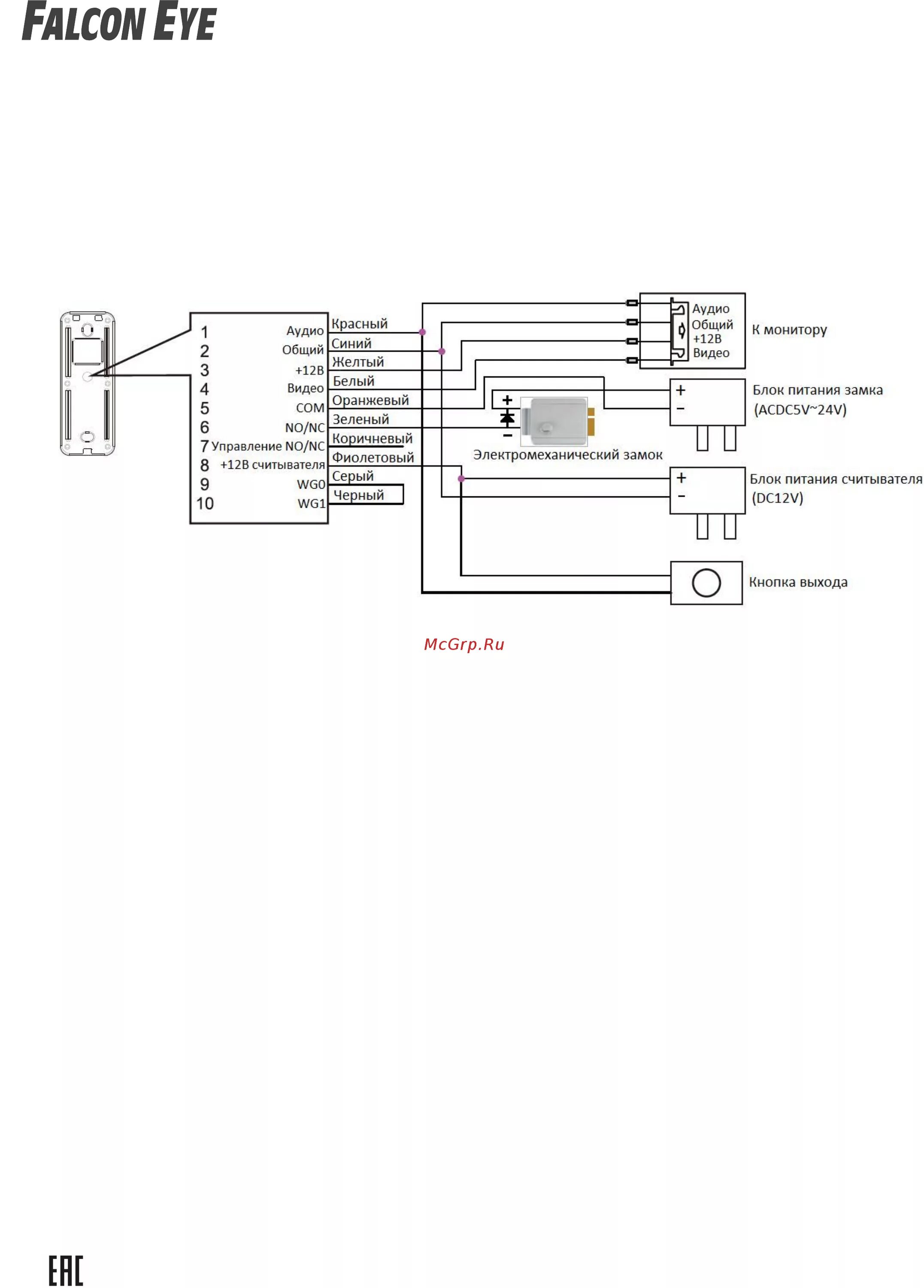 Подключение замка falcon eye Falcon Eye FE-ipanel 3 ID 4/7 Пустая страница