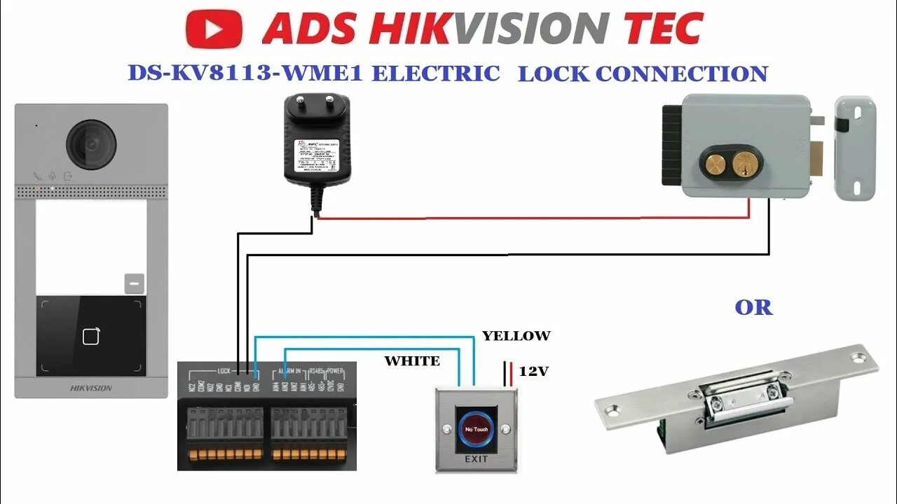 Подключение замка к домофону hikvision Hikvision Intercom DS-KIS604P Lock wiring diagram. Electric & Magnetic lock & 2 