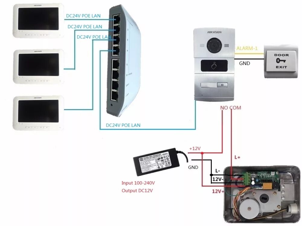 Подключение замка к домофону hikvision Hik HD многоязычный DS-KV8102-IP, ip-интерком, IP дверной звонок водостойкий, RF