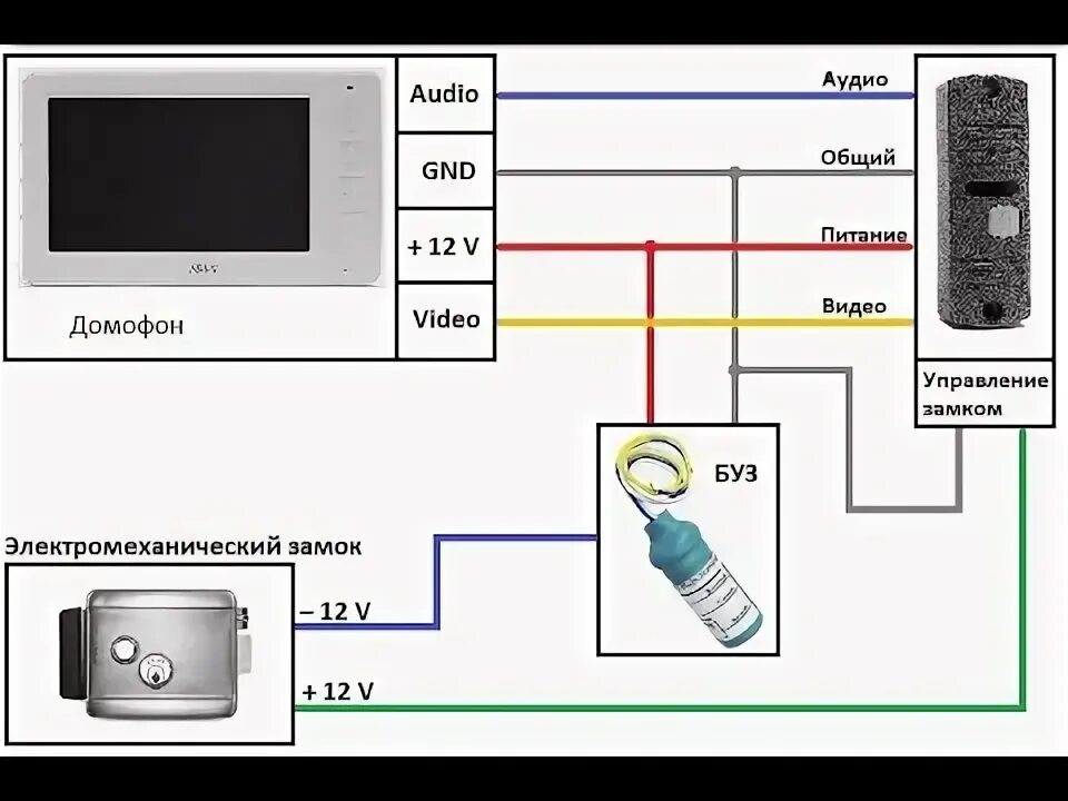 Подключение замка к домофону hikvision Блок управления электро механическим замком (БУЗ) - YouTube