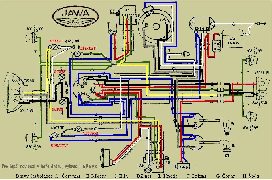 Подключение замка ява 638 Jawa 350 typ 634 - pro dva budíky