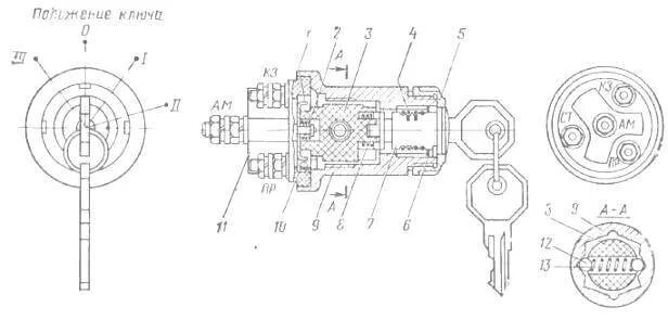 Подключение замка зажигания уаз старого образца Замок зажигания уаз 469 схема подключения проводов старого образца