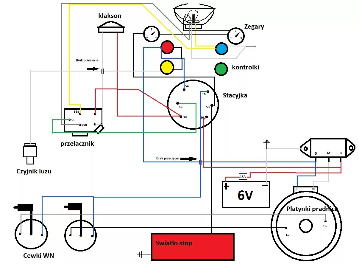 Подключение замка зажигания ява 634 Jawa 350 typ 634 instalacja elektryczna - elektroda.pl