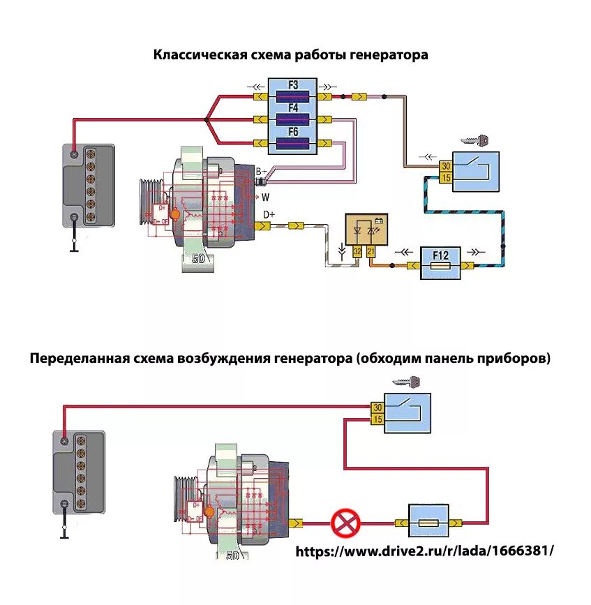 Подключение зарядного генератора Появляется зарядка после перегазовки.Решаем проблему - Lada Приора хэтчбек, 1,7 