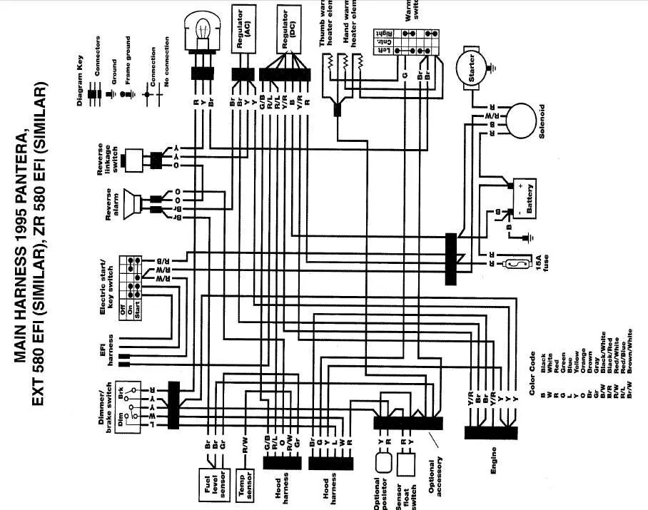 Подключение зажигания arctic cat z1 1994 Arctic Cat 580 Ext Efi Wiring Diagram Wiring Diagram