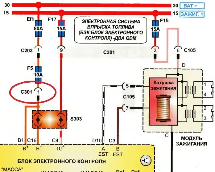 Подключение зажигания ланос Питание ЭБУ Lanos 1.5 разъем С301 ARTsybashev.ru