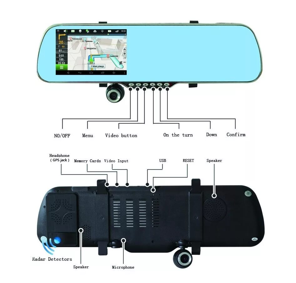 Подключение зеркала регистратора с камерой Зеркало с регистратором, навигатором, антирадаром и камерой заднего вида на Andr