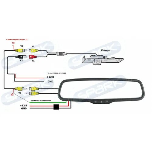 Подключение зеркала с камерой заднего Купить Монитор в зеркале заднего вида под штатную установку (более 100 креплений