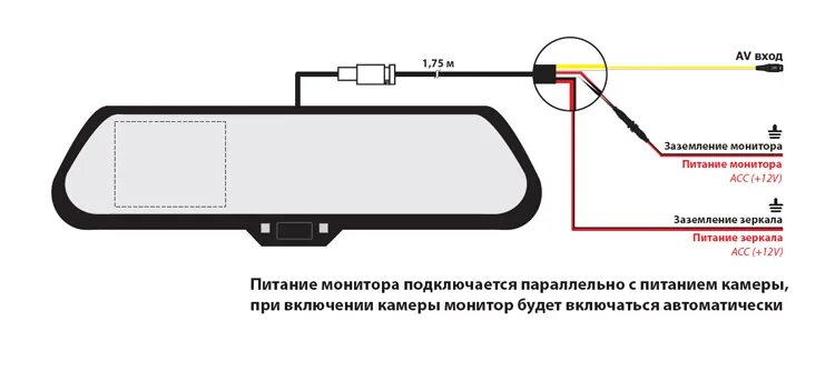 Подключение зеркала заднего вида с регистратором Схема підключення дзеркала з автозатемненням і екраном