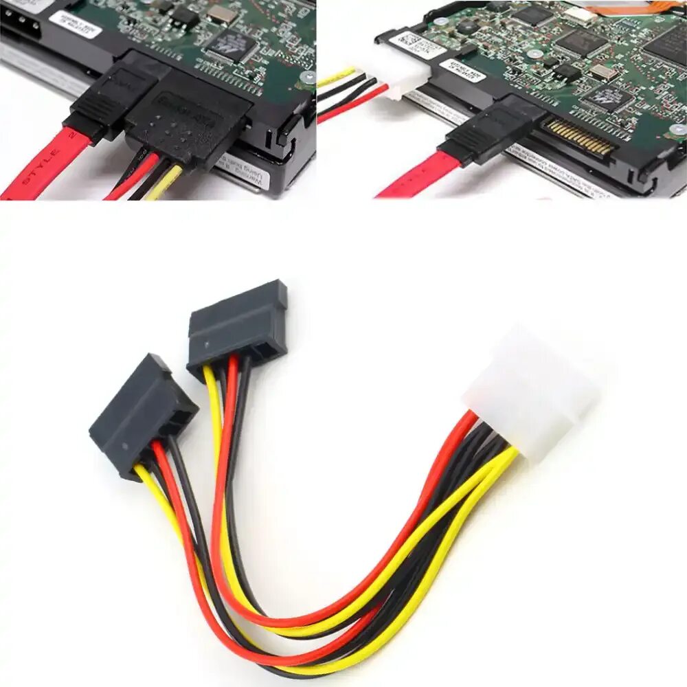 Подключение жесткого диска к блоку питания 4 Pin IDE Molex для 2 из 15 Pin Serial ATA SATA HDD Кабель адаптер питания Новый