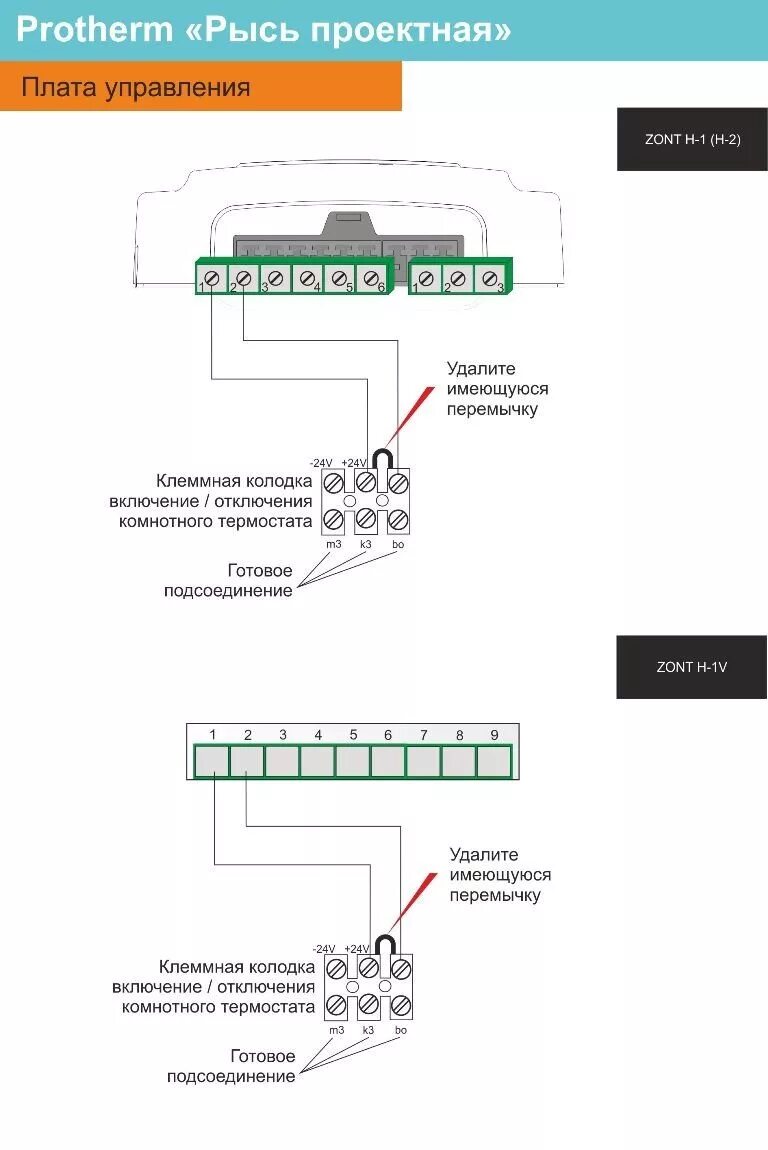 Подключение зонд к котлу протерм Схемы подключения оборудования ZONT к котлам отопления Protherm - microline