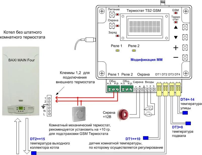 Подключение зонда к котлу бакси GSM-модуль для котла - как выбрать и подключить